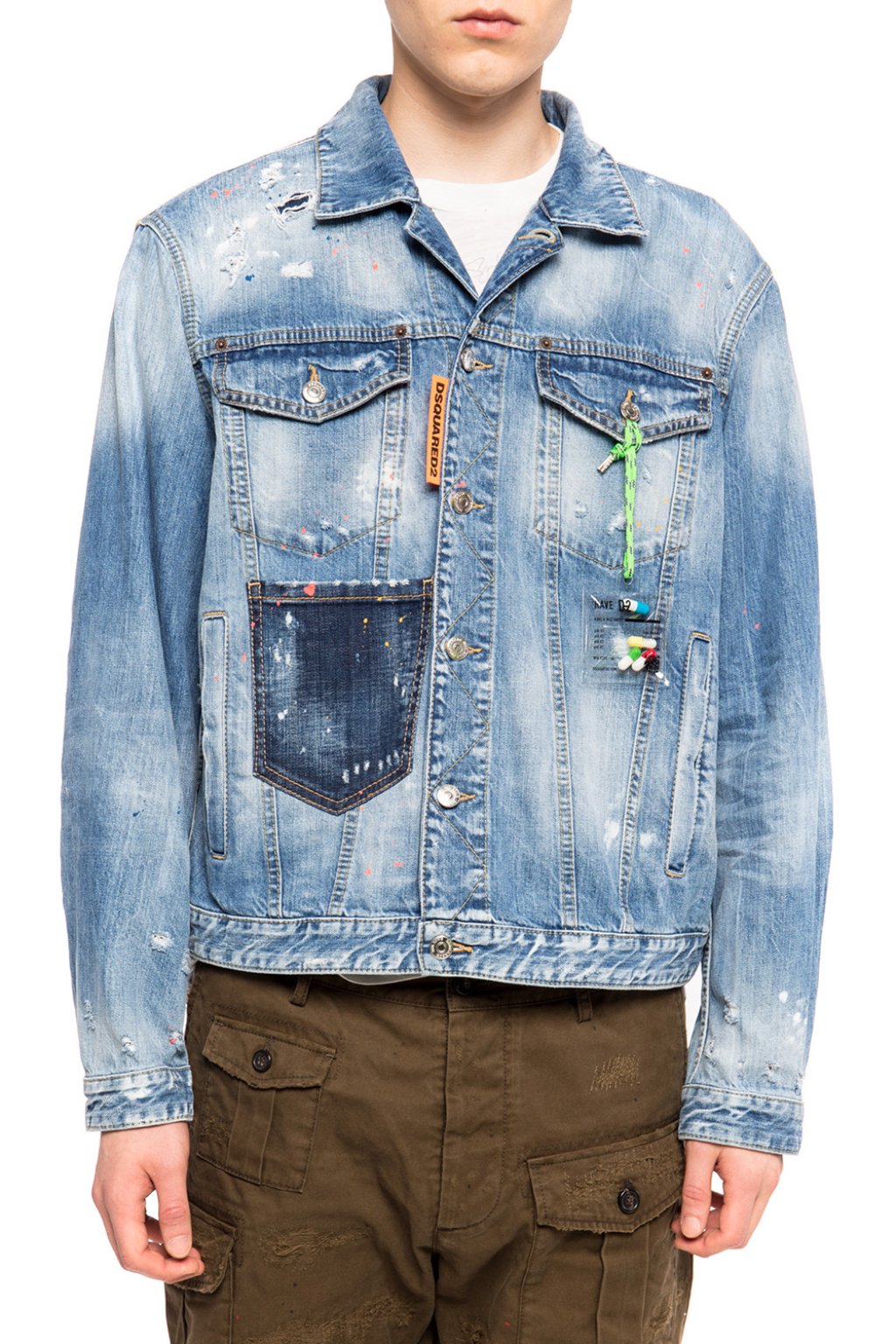 Blue Appliqued denim jacket Dsquared2 - Vitkac France